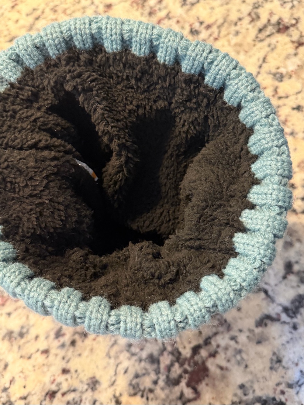 Timberland Turquoise Knit Pom Beanie with Faux Fur Pom - Picture 2 of 3